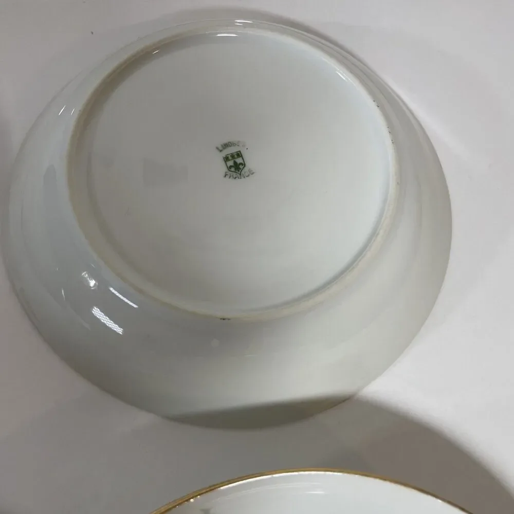 Set Of 6 Limoges Pink Thistle 7 1/2” Salad Plates